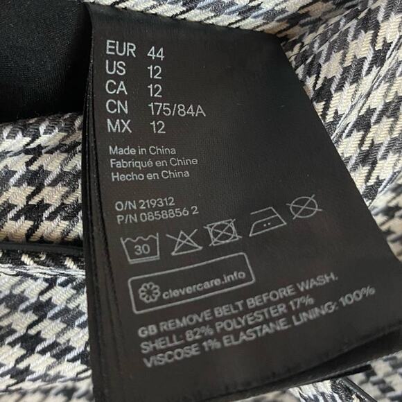 H&M Black & White Houndstooth Print Mini Pencil Skirt Size 12 - Picture 5 of 6